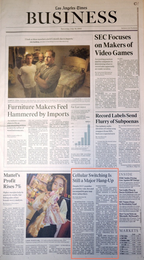 Los Angels Times, Cell phone unlocking