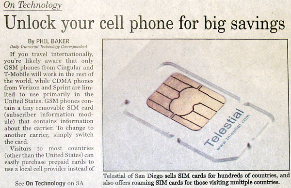 San Diego Daily Transcript article on cell phone unlocking